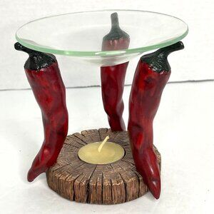 Essential Oil Burner Candle Holder Red Chili Pepper Glass Tealight Southwestern